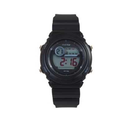 Digital Mid-size 30M WR Black Kids Watch