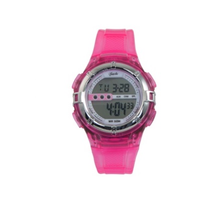 Digi-Midsize 50M-WR Pink Lds Rnd Watch