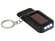 Black Solar LED Light & Emergency Whistle Keyring