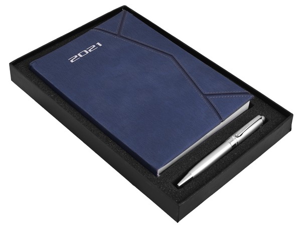 A5 Diary & Pen Gift Set. Avail blue or Grey