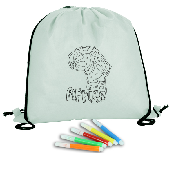 Kids Colouring Drawstring Bag.   EACH (H)368 (W)368 mm