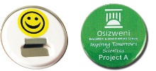 Bottle opener button badge - Min Order 100