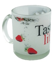 Frosted glass mug with full colour print