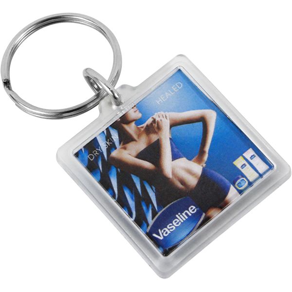 Sonic Welded Acrylic keyring - Square , Full col