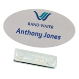 Full colour Oval name badge with magnet or pin