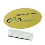 Full colour Oval name badge with magnet or pin