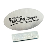 Oval name badge with magnet or pin