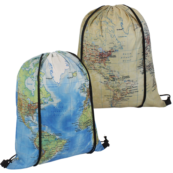 World Map Drawstring Bag