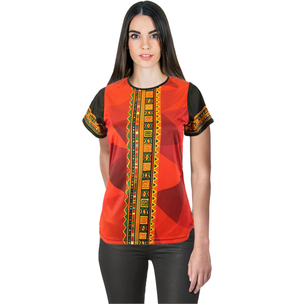 Ladies Tribal African Design Crew Neck Tshirt