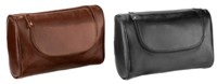 Italian Leather Cosmetic Purse Black; Brown
