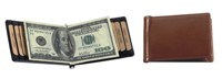 Money Clip Italian Leather Black; Brown