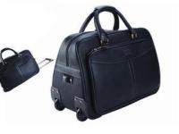 Leather Monaco Rolling Duffel Bag on Wheels - Black - Leather Mo