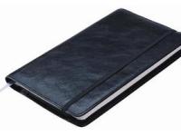A5 Leather Cover; Elastic Closure with Journal - Black - 232 Pag
