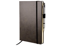 A6 Classica PU Notebook - Black; Tan