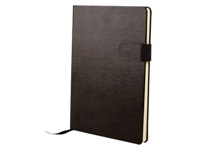 A6 Rico PU Notebook with Tab Closure - Black; Tan