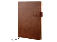 A5 Rico PU Notebook with Tab Closure - Black; Tan