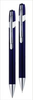 Cavalier Ballpen/pencil set boxed - blue; stailess steel