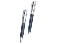 Royale Set Bettoni Ballpen/Roller Set - Blue/Chrome - Boxed