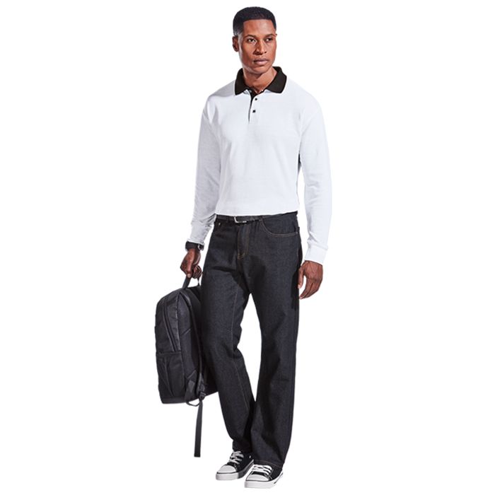 Archer Long Sleeve Golfer - Avail in: Black/Khaki, Navy/Silver,