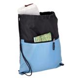 Drawstring Sport Bag With Zip Pocket - 210D - Light Blue