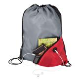 Drawstring Bag With Sandwich Mesh Pocket - 210D - Orange