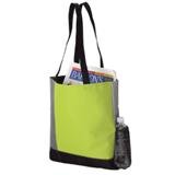 Tote Bag With Side Mesh Pocket - 600D - Lime