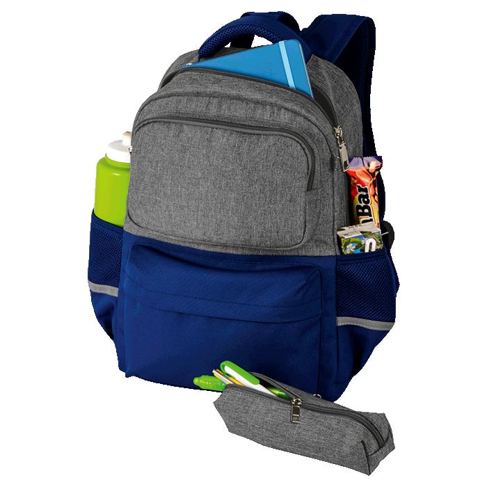 Two Tone Waterproof Student Backpack - Avail in: Grey Melange/Bl