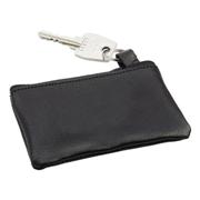 Leather Zippered Pouch with Split Ring