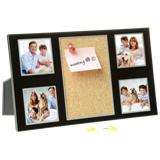 Brushed Aluminium Memo Pin Board and Photo Frame - Black