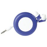 Retractable Earphones in Case - Blue, Black, Red or White