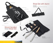 4-Piece Braai Set With Convertible Apron/Carry Case - Black