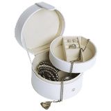 Ladies Two Compartment Jewellery Box - Off White Ladies Two Compartment Jewellery Box - Off White