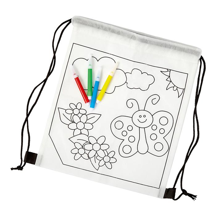 Kids Colouring In Drawstring Bag