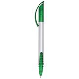 Silver Barrel Ribbed Tip Ballpoint Pen  - Green