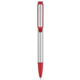 Silver Barrel Push Clip Ballpoint Pen - Blue