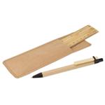 Bamboo Ruler and Recycled Pen Set - Available in: Natural