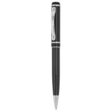 Black Mid-Ring Brass Ballpoint Pen - Matte Silver