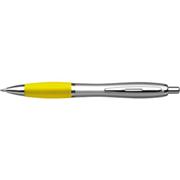 Silver Barrel Curved Design Ballpoint Pen with Coloured Grip