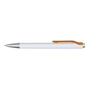 White Barrel Ballpoint Pen with Coloured Clip