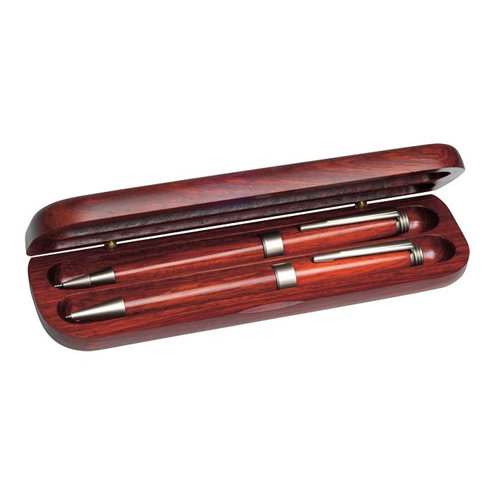 Rosewood Ballpoint Pen And Clutch Pencil Set