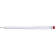 White Barrel Ballpoint Pen with Coloured Stylus