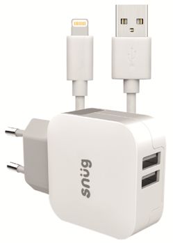 Snug Home Charger With Apple Lightning Charge and Sync Cable - A