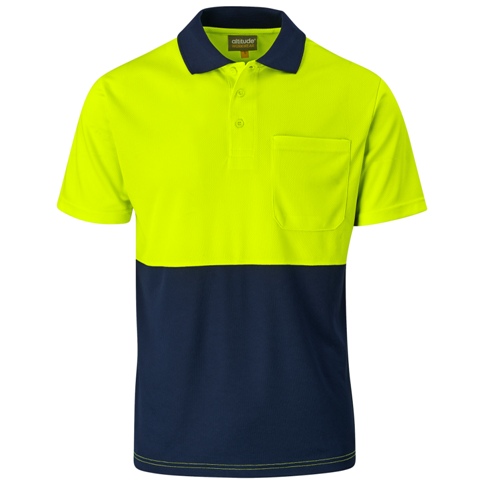 Inspector Two-Tone Golf Shirt with Pocket - Avail in Lumo Green,