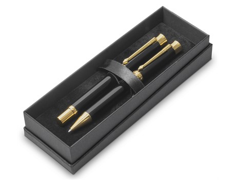 Alex Varga Corona Ball Pen & Rollerball Set-Black