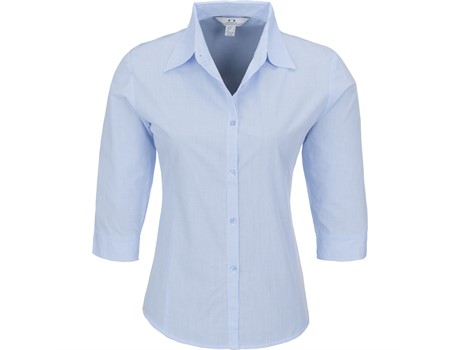 Biz Collection Micro Check 3/4 Sleeve Shirt - Ladies