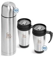 Twice-as-Nice Flask and Stainless Steel Mugs Set