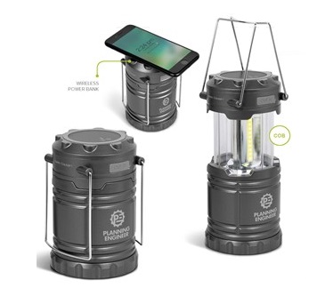 Cape Town Lantern & 4000mAh Wireless Power Bank SC - Gun Metal