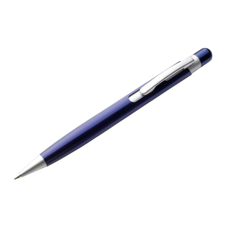 Aluminium click action ball pen with a lacquered metallic finish