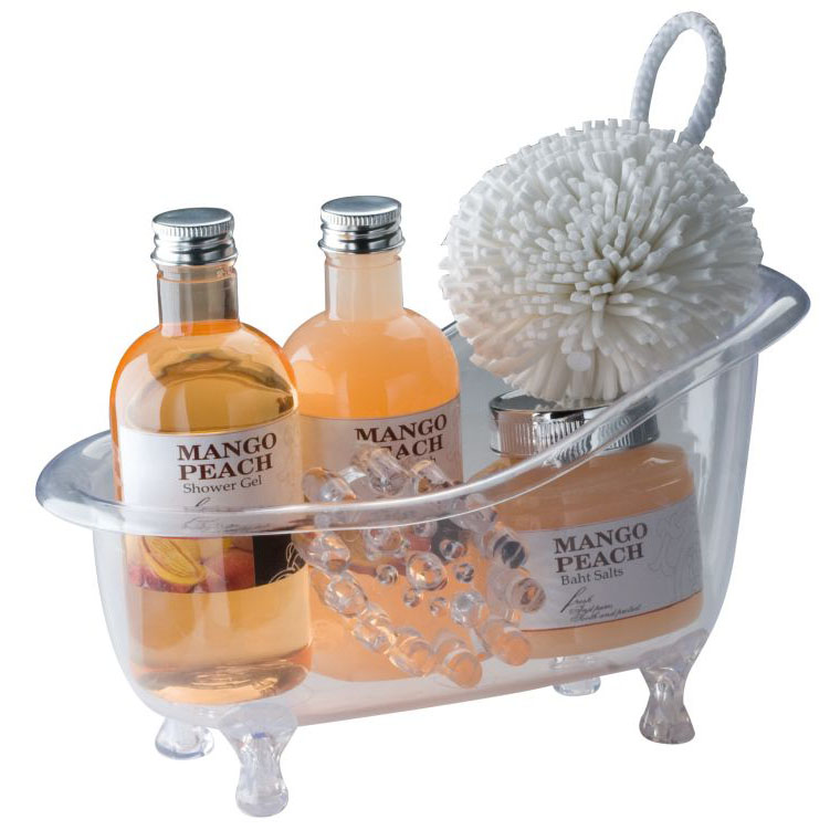 Wellness gift set in a re-usable small acrylic bath tub consisti