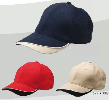 6-Panel Brushed Cotton Cap with piping and contrast on visor. Ve
